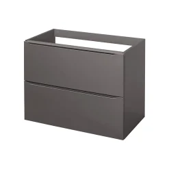Meuble Buanderie|GoodHome Meuble sous vasque suspendu gris taupe brillant l.80 x H.60 x P.45 cm, Imandra