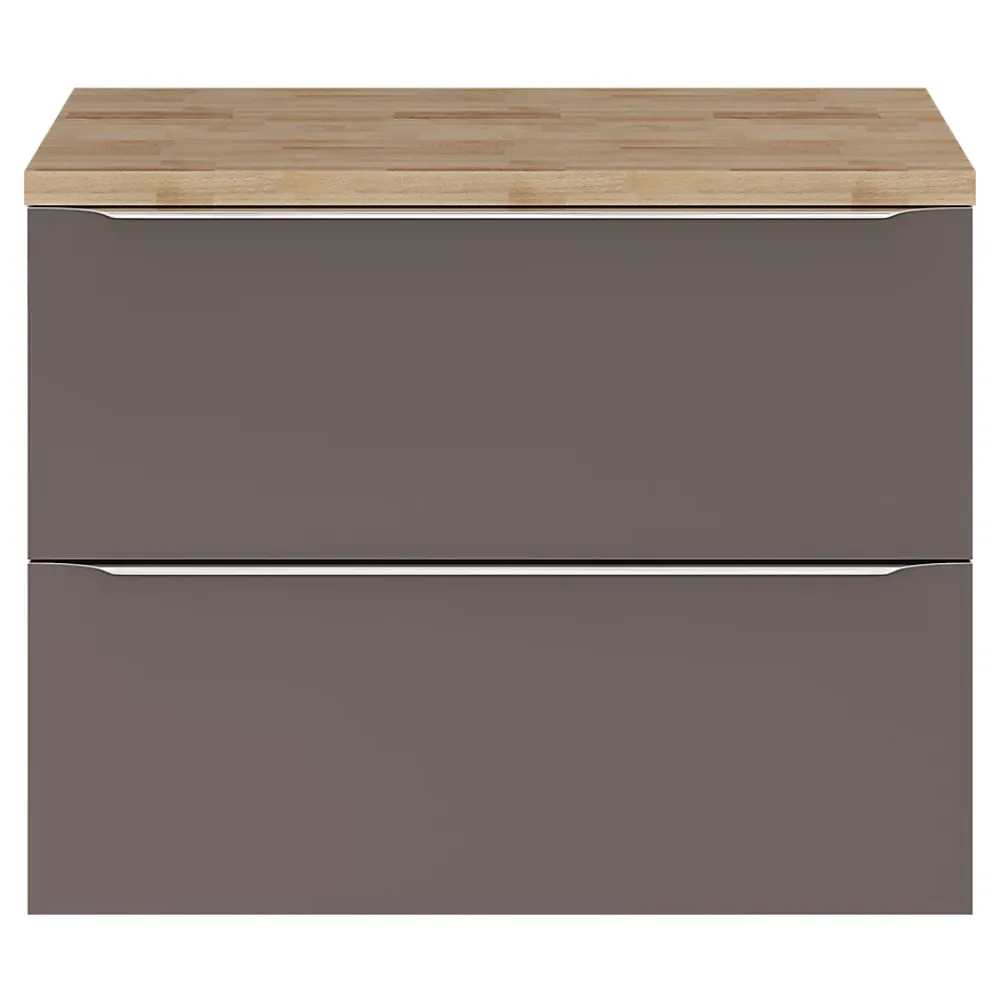 Meuble Buanderie|GoodHome Meuble sous vasque suspendu gris taupe brillant l.80 x H.60 x P.45 cm, Imandra