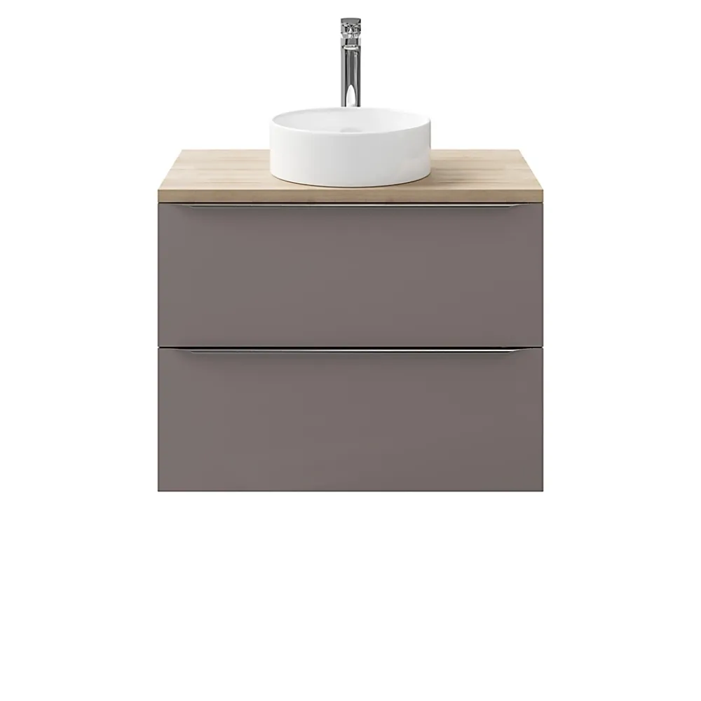 Meuble Buanderie|GoodHome Meuble sous vasque suspendu gris taupe brillant l.80 x H.60 x P.45 cm, Imandra