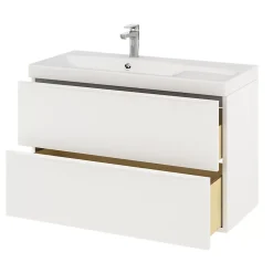 Meuble Buanderie|Meuble Sous-Vasque|GoodHome Meuble sous vasque suspendu blanc mat l.100 x H.60 x P.45 cm, Imandra