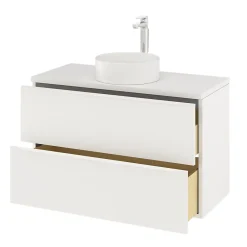 Meuble Buanderie|Meuble Sous-Vasque|GoodHome Meuble sous vasque suspendu blanc mat l.100 x H.60 x P.45 cm, Imandra