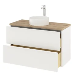 Meuble Buanderie|Meuble Sous-Vasque|GoodHome Meuble sous vasque suspendu blanc mat l.100 x H.60 x P.45 cm, Imandra