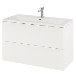 Meuble Buanderie|Meuble Sous-Vasque|GoodHome Meuble sous vasque suspendu blanc mat l.100 x H.60 x P.45 cm, Imandra