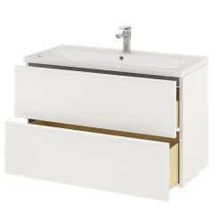 Meuble Buanderie|Meuble Sous-Vasque|GoodHome Meuble sous vasque suspendu blanc mat l.100 x H.60 x P.45 cm, Imandra