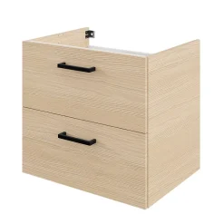 Meuble sous vasque suspendu effet chêne 2 tiroirs l.60 x H.55 x P.45 cm, Opah