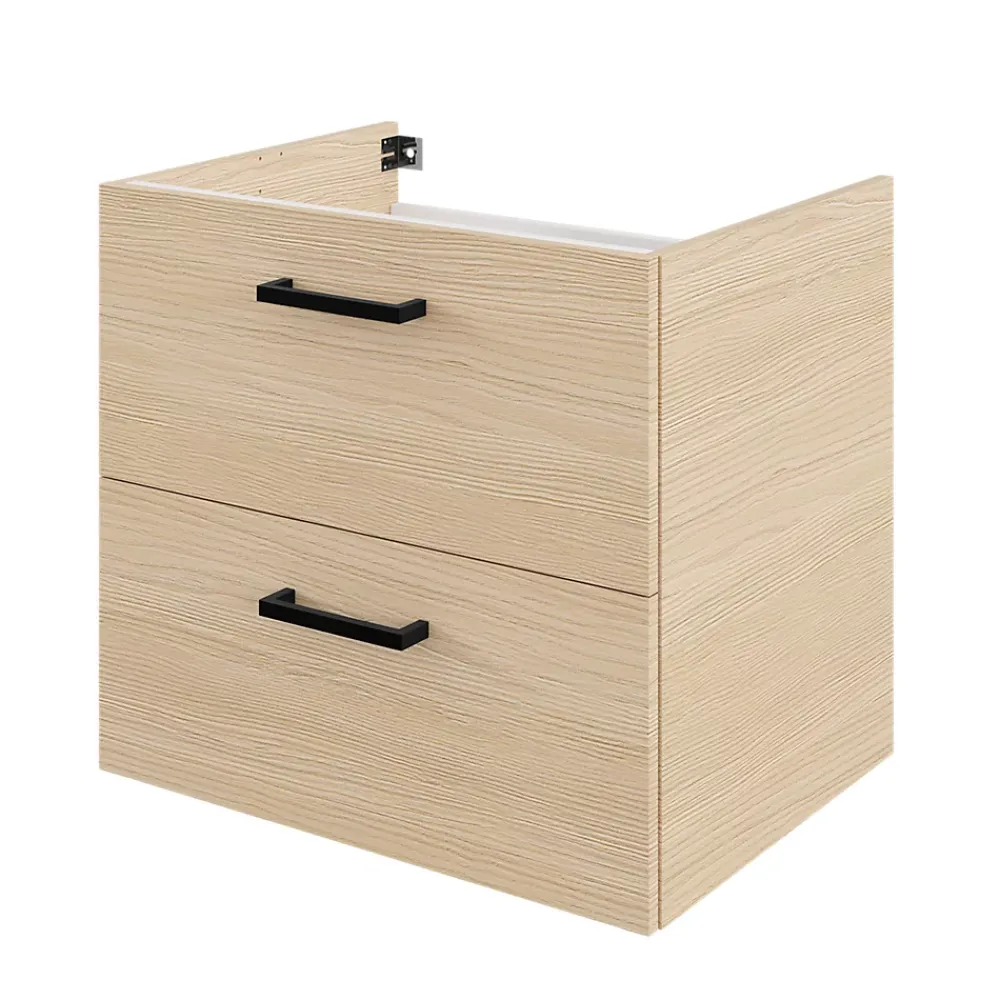 Meuble sous vasque suspendu effet chêne 2 tiroirs l.60 x H.55 x P.45 cm, Opah