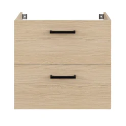Meuble sous vasque suspendu effet chêne 2 tiroirs l.60 x H.55 x P.45 cm, Opah
