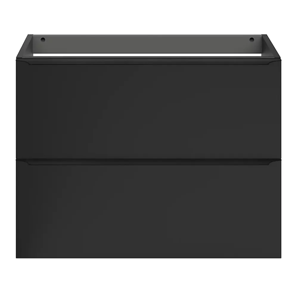 GoodHome Meuble sous vasque suspendu faible profondeur noir mat l.80 x H.60 x P.36 cm, Imandra