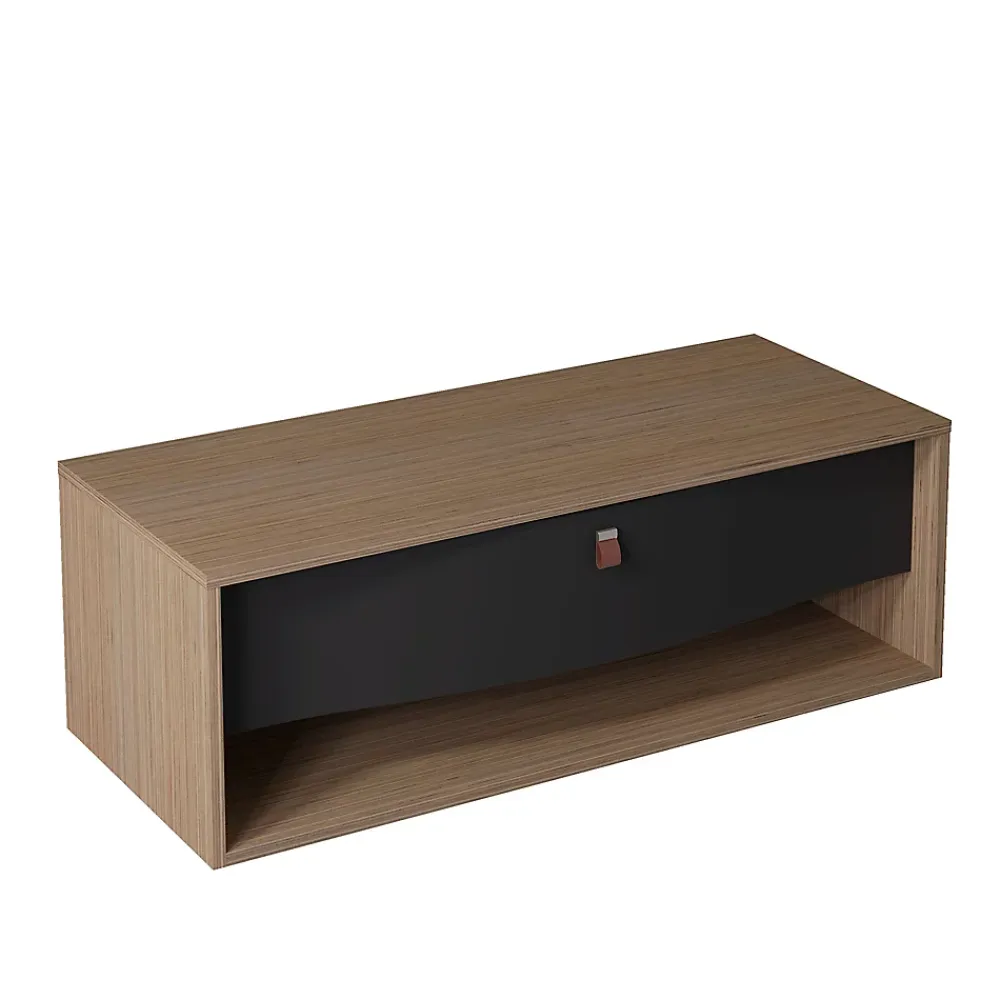 Meuble Buanderie|Decotec Meuble sous vasque suspendu noir mat 1 tiroir l.120 x H.40 x P.50 cm, Havana