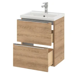 Meuble Buanderie|Meuble De Salle De Bains Faible Profondeur|GoodHome Meuble sous vasque suspendu faible profondeur effet chêne l.50 x H.60 x P.36 cm, Imandra