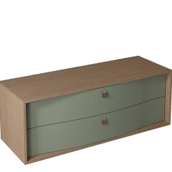Meuble Buanderie|Decotec Meuble sous vasque suspendu vert fougère mat 2 tiroirs l.140 x H.50 x P.50 cm, Havana