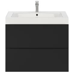 GoodHome Meuble sous vasque suspendu noir mat l.80 x H.60 x P.45 cm, Imandra