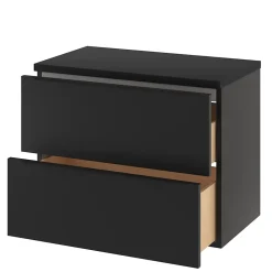 GoodHome Meuble sous vasque suspendu noir mat l.80 x H.60 x P.45 cm, Imandra