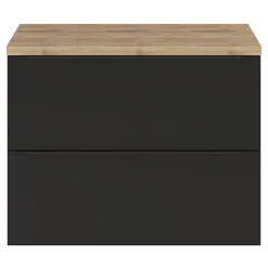 GoodHome Meuble sous vasque suspendu noir mat l.80 x H.60 x P.45 cm, Imandra
