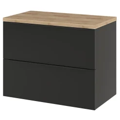 GoodHome Meuble sous vasque suspendu noir mat l.80 x H.60 x P.45 cm, Imandra