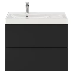 GoodHome Meuble sous vasque suspendu noir mat l.80 x H.60 x P.45 cm, Imandra