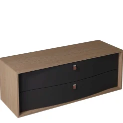 Decotec Meuble sous vasque suspendu noir mat 2 tiroirs l.140 x H.50 x P.50 cm, Havana