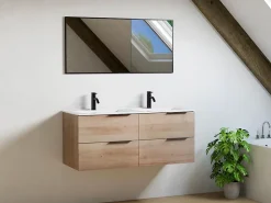 Meuble Sous-Vasque|Vente-unique Meuble sous vasque suspendu - Naturel clair - 120 cm - NISAYA
