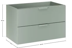 Furnidea Meuble sous vasque suspendu ASTER vert 80 cm