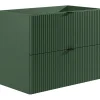 Meuble Sous-Vasque|Vente-unique Meuble sous vasque suspendu strié - Vert mat - 80 cm - ZEVINI