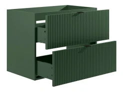 Meuble Sous-Vasque|Vente-unique Meuble sous vasque suspendu strié - Vert mat - 80 cm - ZEVINI
