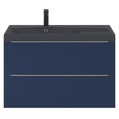 Meuble Buanderie|Meuble De Salle De Bains Faible Profondeur|GoodHome Meuble sous vasque suspendu bleu nuit mat l.100 x H.60 x P.45 cm, Imandra