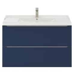 Meuble Buanderie|Meuble De Salle De Bains Faible Profondeur|GoodHome Meuble sous vasque suspendu bleu nuit mat l.100 x H.60 x P.45 cm, Imandra