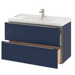 Meuble Buanderie|Meuble De Salle De Bains Faible Profondeur|GoodHome Meuble sous vasque suspendu bleu nuit mat l.100 x H.60 x P.45 cm, Imandra