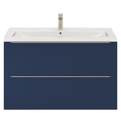 Meuble Buanderie|Meuble De Salle De Bains Faible Profondeur|GoodHome Meuble sous vasque suspendu bleu nuit mat l.100 x H.60 x P.45 cm, Imandra