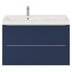 Meuble Buanderie|Meuble De Salle De Bains Faible Profondeur|GoodHome Meuble sous vasque suspendu bleu nuit mat l.100 x H.60 x P.45 cm, Imandra