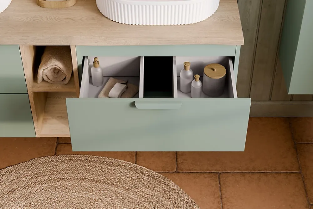 Meuble Sous Lavabo|Furnidea Meuble sous vasque suspendu ASTER vert 60 cm