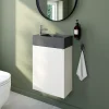 Lave-Mains|Homesight Meuble sous vasque suspendu blanc mat l.44 cm Imandra + plan vasque béton gris, GoodHome