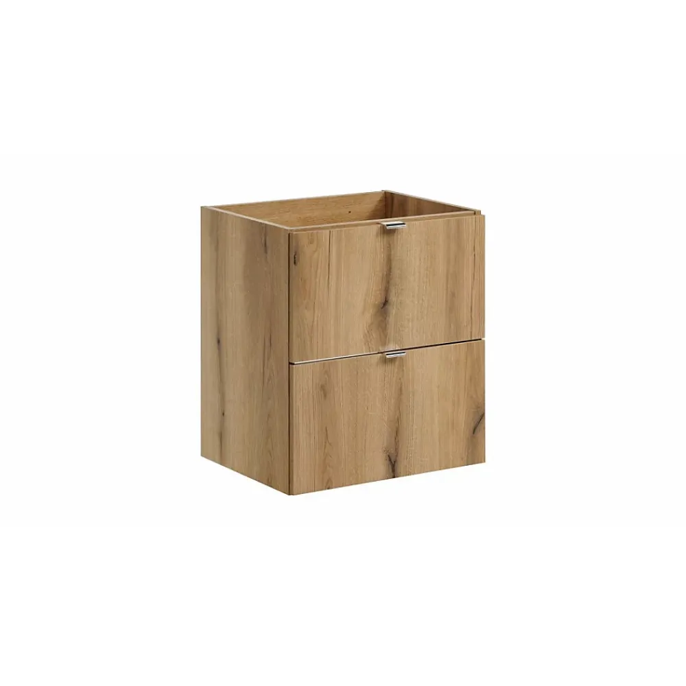Meublorama Meuble sous vasque VANO 2 tiroirs Coloris chene L50 x P57 x H39 cm Meuble suspendu