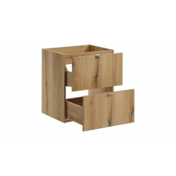 Meublorama Meuble sous vasque VANO 2 tiroirs Coloris chene L50 x P57 x H39 cm Meuble suspendu