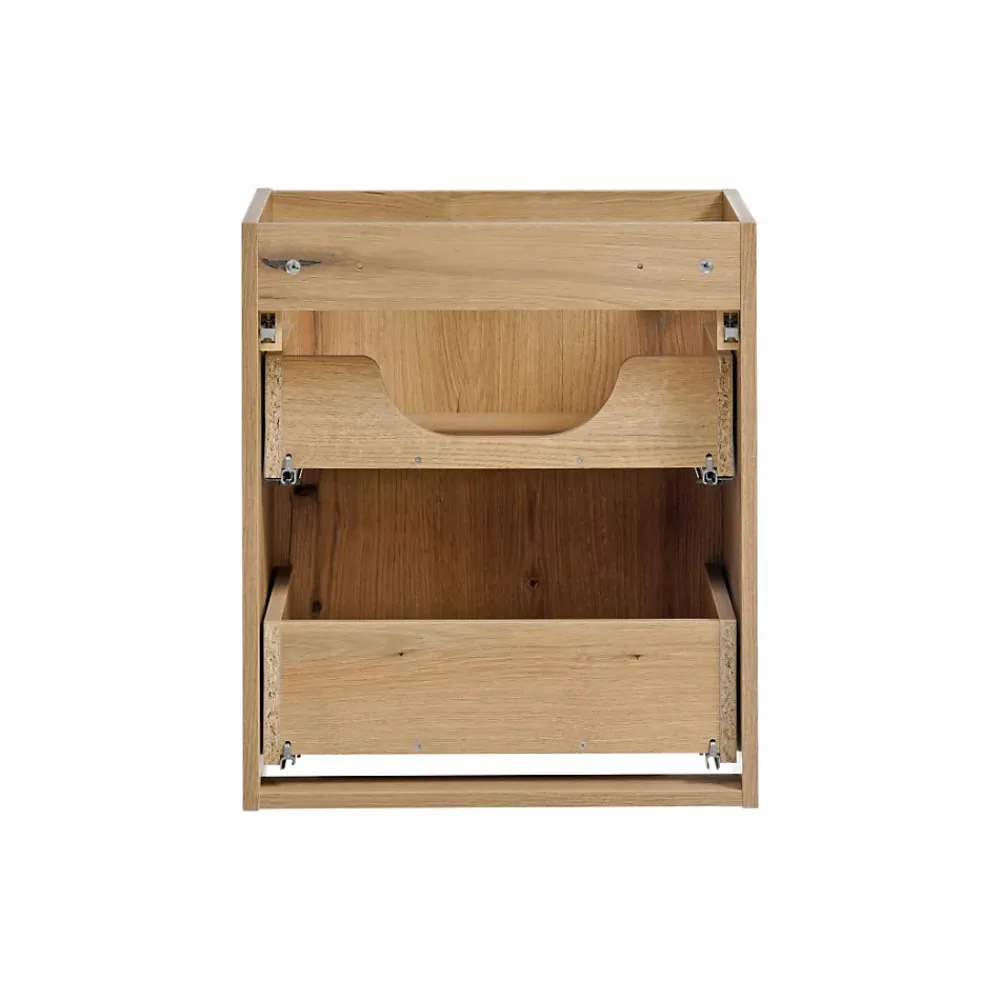 Meublorama Meuble sous vasque VANO 2 tiroirs Coloris chene L50 x P57 x H39 cm Meuble suspendu