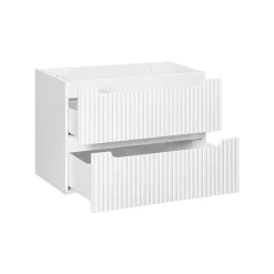 Meuble Sous-Vasque|Meublorama Meuble sous vasque VANO 2 tiroirs Blanc alpin L80 x P39 x H57 cm Meuble suspendu
