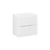 Meublorama Meuble sous vasque VANO 2 tiroirs Blanc alpin L60 x P39 x H57 cm Meuble suspendu