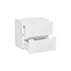 Meublorama Meuble sous vasque VANO 2 tiroirs Blanc alpin L60 x P39 x H57 cm Meuble suspendu