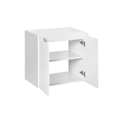 Meuble Sous-Vasque|Meublorama Meuble sous vasque VANO 2 portes Blanc alpin L60 x P39 x H57 cm Meuble suspendu