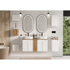 Meuble Sous-Vasque|Meublorama Meuble sous vasque VANO 2 portes Blanc alpin L60 x P39 x H57 cm Meuble suspendu