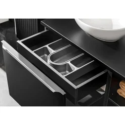 Meuble Sous-Vasque|Meublorama Meuble sous vasque VANTA 80 cm noir Meuble suspendu avec 2 tiroirs