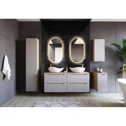 Meublorama Meuble sous vasque YOKA Beige et chene clair 70 cm