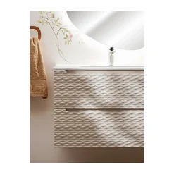 Meublorama Meuble sous vasque YOKA Beige et chene clair 70 cm
