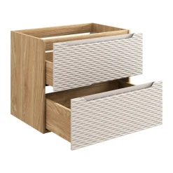 Meublorama Meuble sous vasque YOKA Beige et chene clair 70 cm