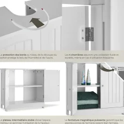 Lave-Mains|Tectake Meuble sous-lavabo 2 compartiments capacité de charge 35 kg