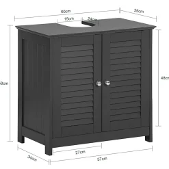 Meuble Sous-Vasque|Sobuy Meuble sous-Lavabo Meuble sous-Vasque, 2 Portes et 2 étages, FRG237-DG,