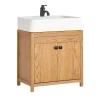 Sobuy Meuble Sous-Lavabo, Meuble Sous-Vasque à 2 étages réglable et 2 Portes, BZR98-N,
