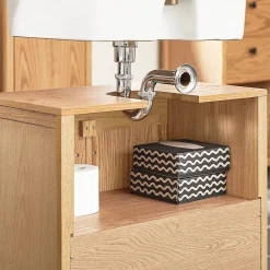 Sobuy Meuble Sous-Lavabo, Meuble Sous-Vasque à 2 étages réglable et 2 Portes, BZR98-N,