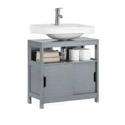 Sobuy Meuble sous-Lavabo Meuble de Salle de Bain Vasque 2 Portes coulissantes, FRG128-SG,