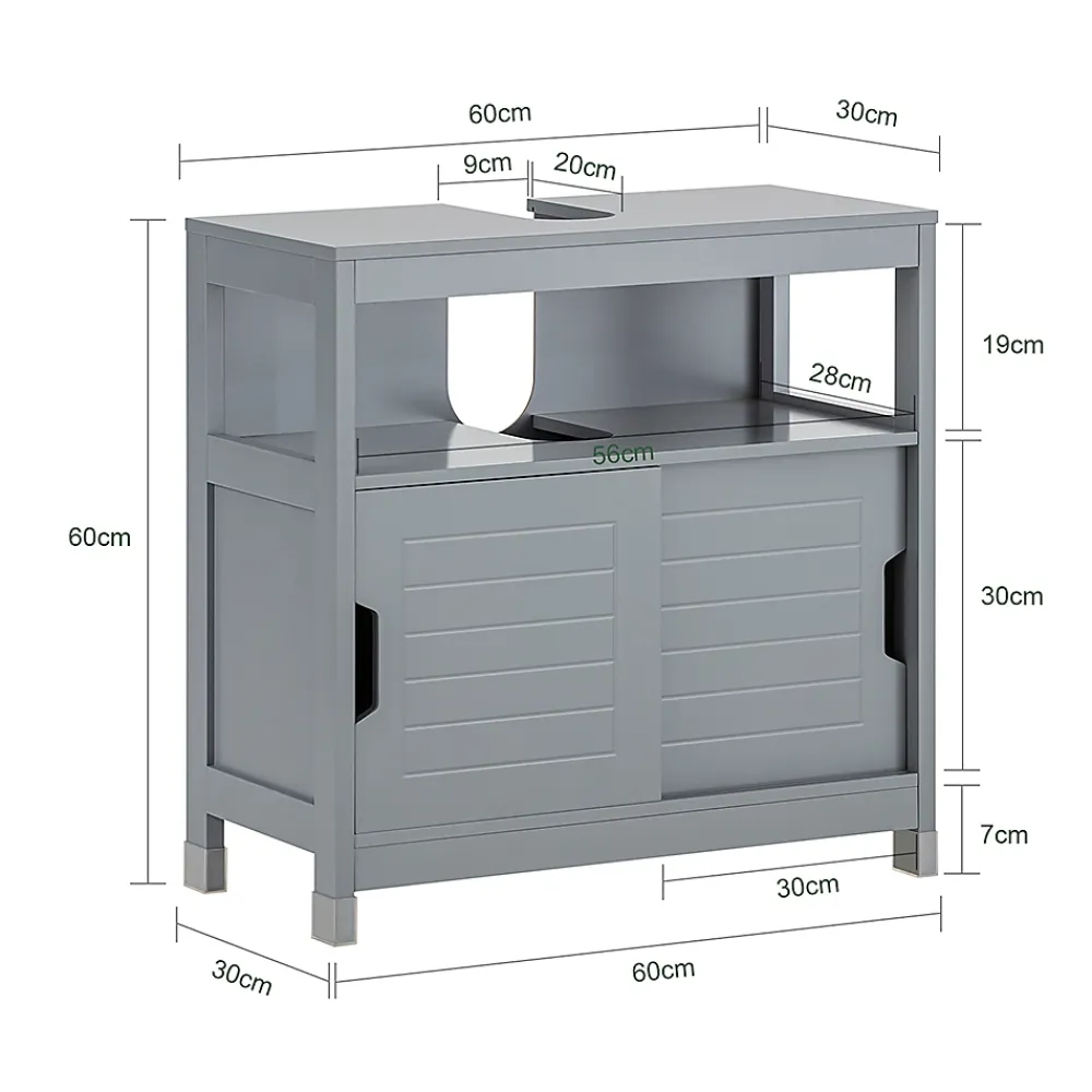 Sobuy Meuble sous-Lavabo Meuble de Salle de Bain Vasque 2 Portes coulissantes, FRG128-SG,